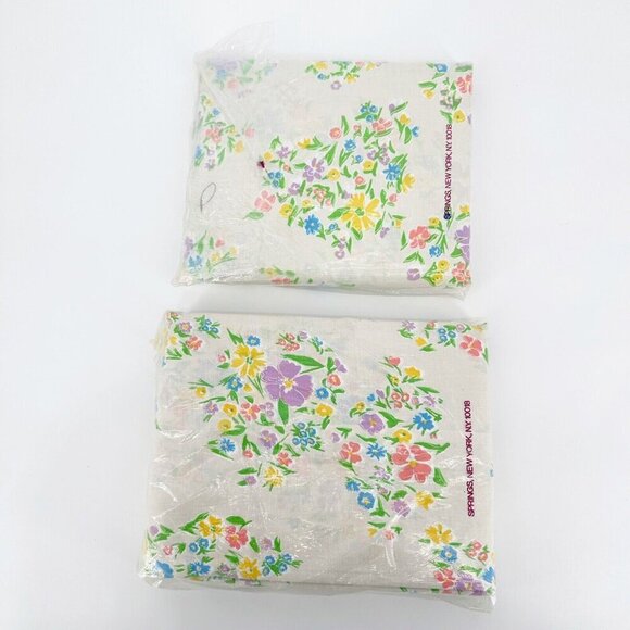 NEW Vintage No Iron Double Full Floral Fitted & Flat Sheet NOS Made in USA - Picture 2 of 7